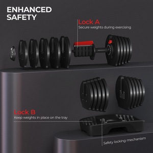 16 In 1 Quick Adjust Dumbbell Weight Set for Home Gym - Black by Yaheetech