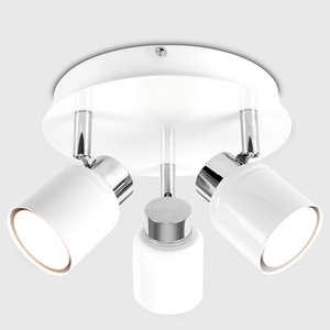 Benton Spotlight 3 Way White Bathroom Ceiling Bar Spotlight - White by ValueLights