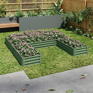 U-shaped Metal Garden Flower Bed with 5 Compartments by Livingandhome