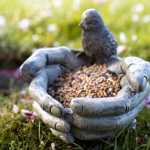 Open Hands Bird Feeder - Grey by Garden Mile