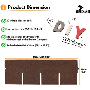 Premium Bitumen Roof Shingles for Sheds, Gazebos, and Outdoor Buildings 20 Pcs - Brown by NOVECRAFTO