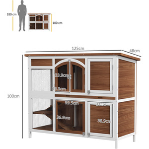PawHut Wooden Pet Hutch with Openable Roof Slide Out Tray - Brown by PawHut