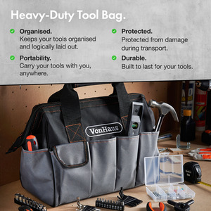 92Pc Hand Tool Kit with Heavy Duty Bag - Black by VonHaus