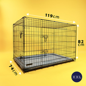 Dog Crate with Bed - Black / XXL by DogCratesPlus