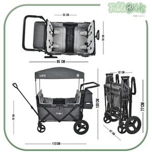 Folding Cart LEO X4Plus Foldable Transport Cart with Roof - Fossil Grey by FableKids