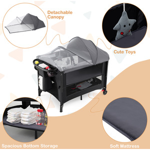 Portable Baby Bassinet - Black by Costway