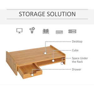 HOMCOM Bamboo Desktop Monitor Riser Laptop - Bamboo by HOMCOM