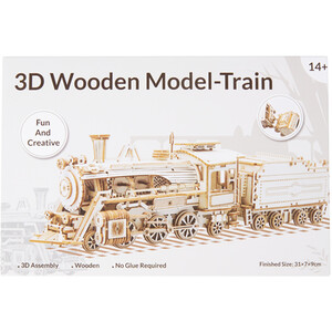 3D Wooden Model Train - Natural