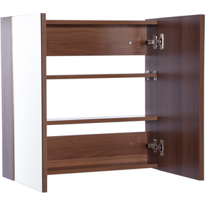 HOMCOM Double Door Bathroom Mirrored Cabinet - Light Walnut by HOMCOM