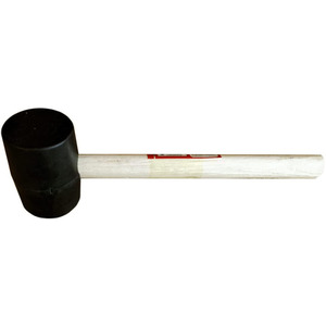 16oz Rubber Mallet Hammer with Hard Wooden Handle Shaft - Black by Blackspur
