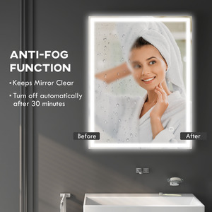 HOMCOM LED Bathroom Mirror with Lights Dimmable Touch Switch with 3 Colours - Silver by HOMCOM