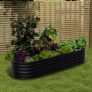 Silver Galvanized Steel Oval Raised Garden Bed by Livingandhome