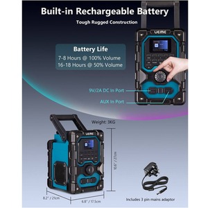 16W Jobsite Rechargeable DAB Radio - Blue by UEME