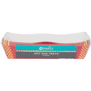 Pack of 8 Hot Dog Trays - Red