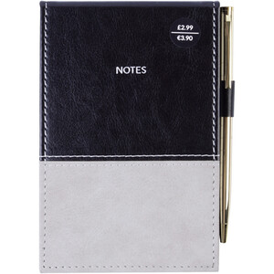 Black & Grey Stitched Pocket Notepad and Pen