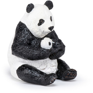 PAPO Wild Animal Kingdom Sitting Panda and Baby Toy Figure - White by PAPO
