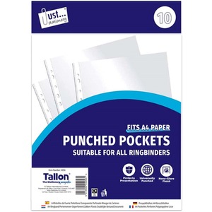 10 Clear Plastic Punched Pockets - Clear