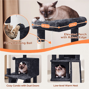 Yaheetech 91cm Cat Tree with Double Condos - Black by Yaheetech