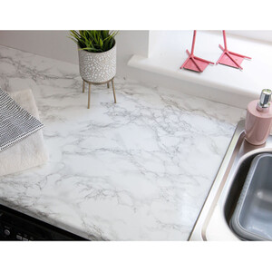 d-c-fix Marble Grey Effect Self Adhesive Vinyl Film - White by d-c-fix