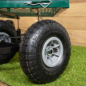Heavy Duty Metal Garden Festival Cart Truck Trolley - Green by Samuel Alexander