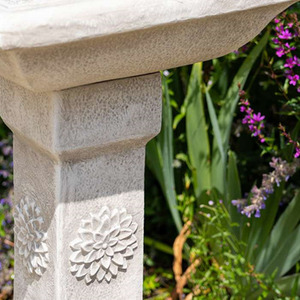 Budding Dahlia Solar Bird Bath Water Feature with Lights - White by Primrose