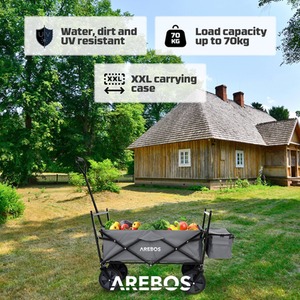 Foldable Cart With Roof - Grey by Arebos