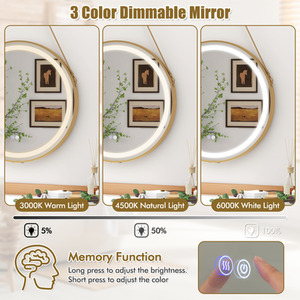 Bathroom Mirror Makeup Mirror - Gold by Costway