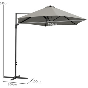 Outsunny 2.5M 360 degree Rotation Garden Cantilever Parasol by Outsunny
