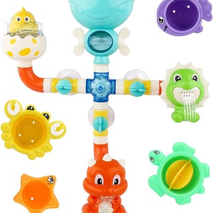 Baby Bath Dinosaur Pipes and Wheel with Sea Toy Accessories - Orange