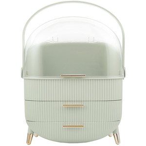 Makeup Organizer with Dustproof Drawers and Golden Accents - Mint Green by Livingandhome