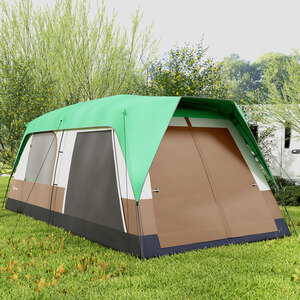 Outsunny Camping Tent with Waterproof Rainfly Screen Panels - Green by Outsunny