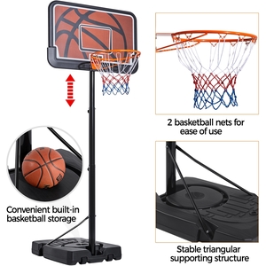 Basketball System with Adjustable Height Pole - Black/Orange by Yaheetech