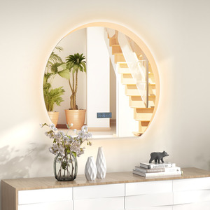 Half Circle LED Bathroom Mirror - Silver by Costway