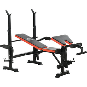 HOMCOM Adjustable Weight Bench with Leg Developer Barbell Rack - Black by HOMCOM