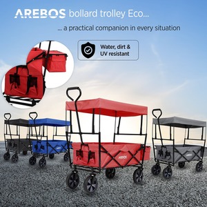 Foldable Cart With Roof - Red by Arebos