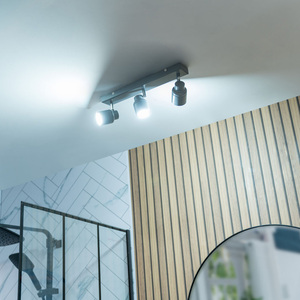 Benton IP44 Bathroom 3 Way Bar Ceiling Spotlight and Cool LED Bulbs - Grey by ValueLights