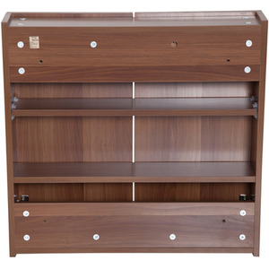 HOMCOM Double Door Bathroom Mirrored Cabinet - Light Walnut by HOMCOM