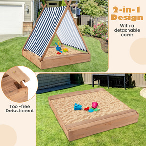 Kids Sandbox with Cover - Brown by Costway