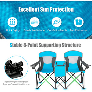 Double Sunshade Folding Chairs by Costway