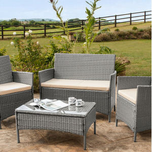 4 Piece Rattan Garden Furniture Set - Grey by Comfy Living