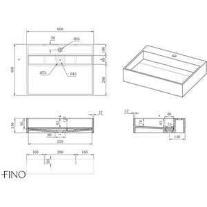 Asturias Wall Hung Matt Stone Basin - White by Fino Stone