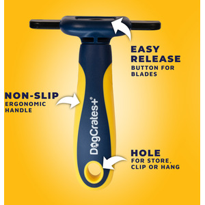 Dog Grooming Brush - Blue & Yellow / Deshedding Tool by DogCratesPlus