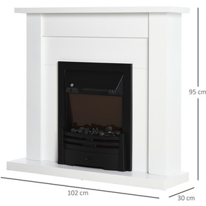 HOMCOM 1000W,2000W Electric Fire and Mantelpiece with LED Flames - White and black
