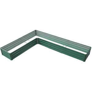 L-Shaped Metal Flower Bed 277*207*30cm - Dark Green by lifeideas