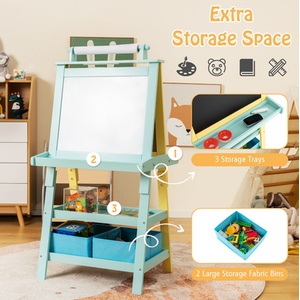 Children's Double-Sided Art Easel with Paper Roll by Costway
