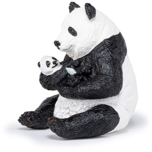 PAPO Wild Animal Kingdom Sitting Panda and Baby Toy Figure - White by PAPO