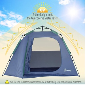 Outsunny 4 Adult Pop Up Camping Tent - Olive Green by Outsunny