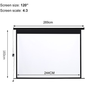Large Electric Motorized Projector Screen - Black / 120 Inches by Livingandhome