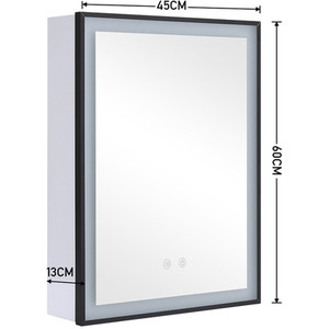 Fog-Free LED Mirror Cabinet with Shaver Socket - White + Black by Livingandhome