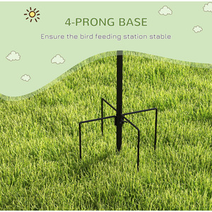 Bird Feeding Station Kit Wild Bird Feeder Pole with 6 Hooks - Black by PawHut